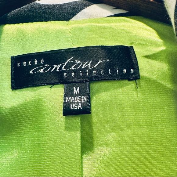 Y2K Cache contour classic trench coat black and white with lime green liner